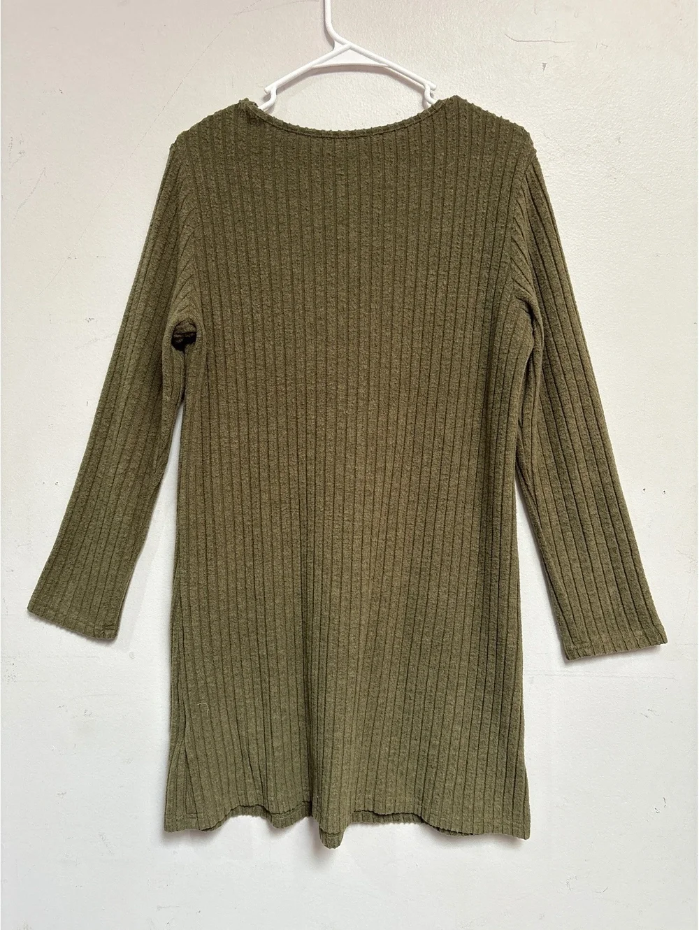 SHEIN Olive Green Ribbed Knit Long Sleeve Sweater Dress Size M